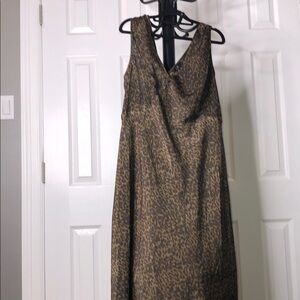 Terra & Sky Brown Animal Print Maxi Dress, Size 1X (16W-18W)